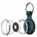 Silicone protective case for Apple AirTag, waterproof holder with keychain ring. - Dark Green