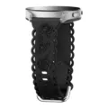 Silicone watch band 20mm flat head embossed rose hollow lace replacement strap for smart watch - 20mm / Black
