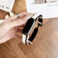 Xiaomi 8 9 smartwatch band silicone leather magnetic folding buckle replacement strap - 20mm / Off White