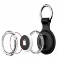 Exploded view detail of silicone protective case and waterproof ring for tracker device, close-up. - Black