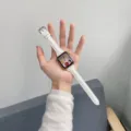 White leather slim waist watch strap compatible with Apple Watch, stylish and elegant daily wear. - 42/44/45/49mm (S10 S11 46mm) / White