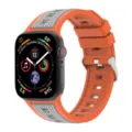 Silicone replacement watch band compatible with Apple Watch dual color vertical stripe - 38/40/41mm / Orange and Grey