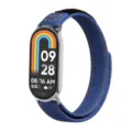 Correa de repuesto de mezclilla azul con velcro y costuras naranjas para pulsera inteligente. - Universal para Xiaomi Mi Band 8/9 / Azul real denim