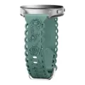 20mm flat head silicone watch band with embossed rose floral design and elegant hollow lace cutouts. - 20mm / Pine Green