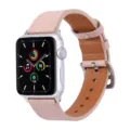 Bracelet de rechange en cuir véritable rose compatible avec le boîtier argenté Apple Watch. - 38/40/41 mm (S10 42 mm) / Rose