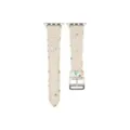 Bracelet de montre en cuir pour Apple Watch, imprimé papillon floral beige élégant. - Abricot