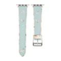 Bracelet de montre en cuir à imprimé floral pour Apple Watch, bracelet de rechange élégant. - Bleu clair