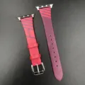 Bracelet de rechange en cuir pour Apple Watch, design taille fine coloré avec boucle. - 38/40/41mm / 2. Cœur rouge avec rouge