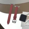Bracelet de montre fin en cuir véritable pour Apple Watch, bracelet rouge élégant femme. - 38/40/41mm / Rouge