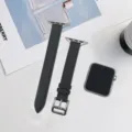 Bracelet de montre Apple Watch en cuir véritable fin et élégant de couleur noir classique. - 38/40/41mm / Noir