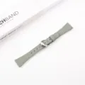 Lychee grain leather smartwatch strap 18mm replacement band with metal buckle for daily wear. - Blue Gray