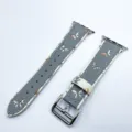 Bracelet de montre en cuir avec imprimé papillon compatible Apple Watch gris de rechange. - Gris
