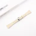 Cinturino per orologio in pelle beige con fibbia argentata, compatibile smartwatch, elegante. - 18 mm (GT4/5/6) / Bianco avorio