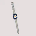Bracelet de rechange pour Apple Watch cuir toile design taille fine bleu beige accessoire - 38/40/41mm / Bleu avec incrustation beige