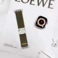 Bracelet de montre en nylon tissé avec boucle en métal compatible avec accessoires Apple Watch - 38/40/41 mm (S10 42 mm) / Vert Militaire