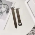Bracelet de montre en cuir véritable fin compatible Apple Watch, bracelet taupe avec boucle argentée. - 38/40/41mm / Brun