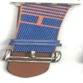Bracelet de montre de rechange en nylon tissé et cuir compatible Apple Watch, design rayé élégant. - 3. Bleu saphir avec orange
