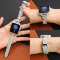 Bracelet de rechange pour Apple Watch, cœur en métal et bracelet en cuir, élégant. - 42/44/45/46/49MM / Bleu Brume