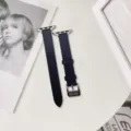 Slim genuine leather watch strap replacement compatible for Apple Watch, elegant navy blue. - Ink Blue
