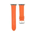 Bracelet de montre en cuir motif litchi orange de remplacement compatible apple watch. - 38/40/41mm / Orange vif femme