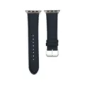 Bracelet de montre en cuir bleu foncé motif litchi avec boucle et connecteurs argentés. - 38/40/41mm / Bleu foncé femme