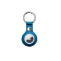 Blue leather AirTag protective case with metal key ring, durable cover for Apple AirTag tracker. - Sapphire Blue