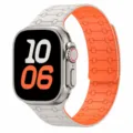 Silicone magnetic watch strap detail, two-tone orange and white, compatible with smart watch. - 38/40/41mm / Starlight + Orange