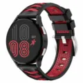 Silicone watch strap for Samsung Watch, black red tire texture, 20mm 22mm replacement. - 20mm / Black + Red
