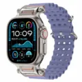 Replacement silicone watch strap with metal connector for Apple Watch Ultra breathable band - 42/44/45/46/49 / Haze Blue