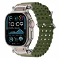 Silicone watch strap with metal connector, breathable multi-hole design for smartwatch style. - 42/44/45/46/49 / Army Green