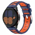 Silicone watch strap detail view, dual-color tire texture, 20mm 22mm universal replacement. - 20mm / Midnight Blue + Orange