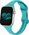 Soft silicone replacement watch strap compatible with Apple Watch solid color band. - 42/44/45/46/49MM / Teal Green