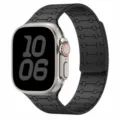Replacement silicone magnetic watch strap compatible with Apple Watch Ultra series design. - Black