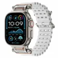 Silicone ocean strap with metal connector for Apple Watch Ultra, breathable perforated design. - 42/44/45/46/49 / White