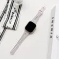 Glitter silicone replacement watch band compatible with Apple Watch, soft and stylish strap. - 38/40/41mm / Pink and Light Gray