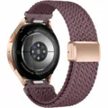 Nylon woven magnetic replacement watch strap detail view, quick release design for smart watch. - 20mm / Olive Green