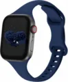 Detail view of solid color dark blue silicone replacement watch strap for Apple watch daily wear - 38/40/41mm / Burgundy