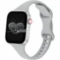 Silicone watch strap detail shot, showing soft grey texture, flexible design and comfortable wear. - 38/40/41mm / Light Gray