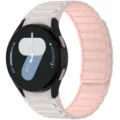 Silicone Magnetic Watch Strap for Samsung Galaxy Watch 7 6 5 4, Soft Replacement Band - Starlight & Pink Sand