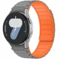 Replacement silicone magnetic watch strap compatible with Samsung watch, grey and orange. - Gray + Orange