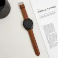 Replacement silicone leather watch strap 20mm 22mm compatible with smart watches. - 20mm / Dark Brown