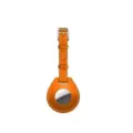 Leather AirTag case keychain orange protective holder strap for tracking device accessories - Style C / Orange