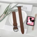 Cinturino per orologio in vera pelle marrone con fibbia in metallo per smartwatch. - Marrone