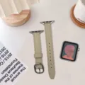 Cinturino di ricambio in pelle beige compatibile con Apple Watch, accessorio elegante. - Bianco avorio