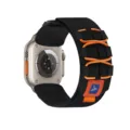 Bracelet de montre en nylon tressé compatible avec Apple Watch Ultra, boucle noire et orange. - Noir