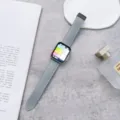 Cinturino per orologio in pelle con grana litchi grigia di ricambio per smartwatch, consistenza fine. - 38/40/41 mm (S10 42 mm) / Azzurro