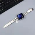 Bracelet de rechange en cuir avec perles et breloque compatible pour Apple Watch chic. - 38/40/41 (s10 42 mm) / Crème