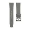 Bracelet de montre de rechange en cuir gris avec boucle argentée et surpiqûres blanches. - 22mm / Gris