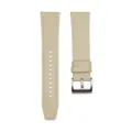 Bracelet de montre en cuir véritable beige avec boucle argentée et broches rapides. - 22mm / Abricot