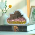 DIY Tulpen Blumenmeer Nachtlicht Wolken Spiegel Lampe romantisches Geschenk fuer Freunde - 20 Blumen + Knopfzellenset + DIY-Materialset / Lila Tulpe